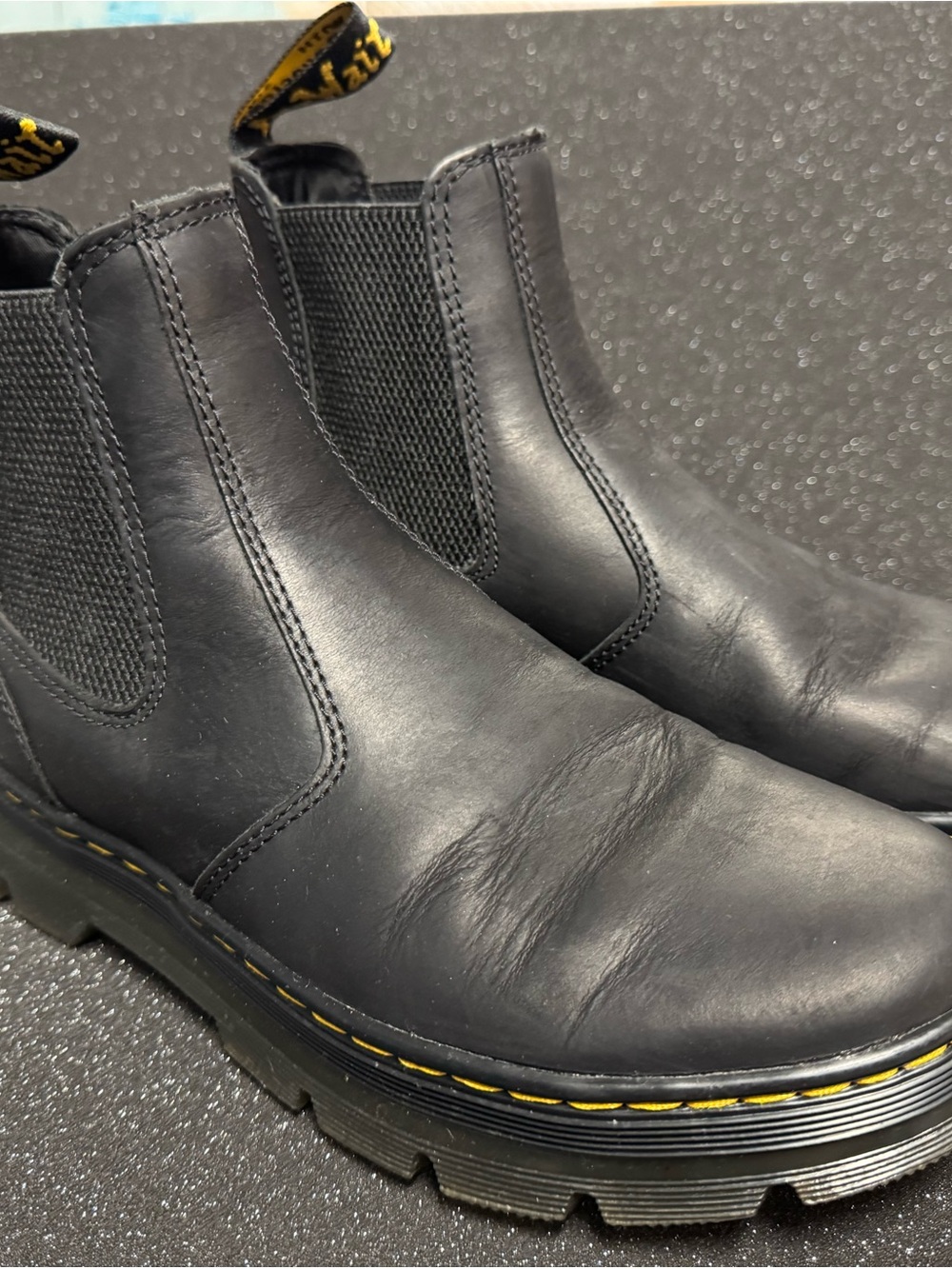 Dr. Martens Black Chelsea Lug Boots with Yellow Stitching - Picture 6 of 10